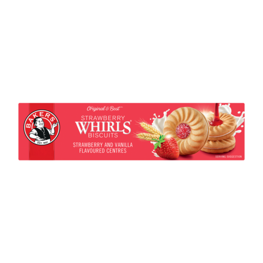 Bakers Strawberry & Vanilla Flavored Whirl Biscuits, 200g