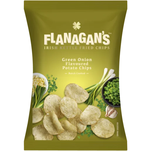 Flanagan's Moreish Irish Gaelic Green Onion Flavoured Kettle Fried Chips 120g