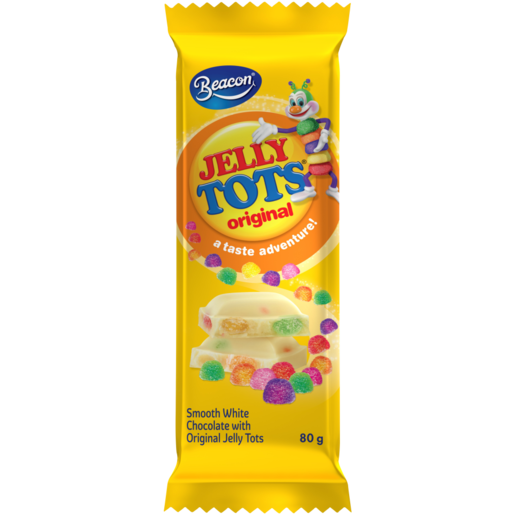 Beacon Jelly Tots Flavoured White Chocolate Slab 80g