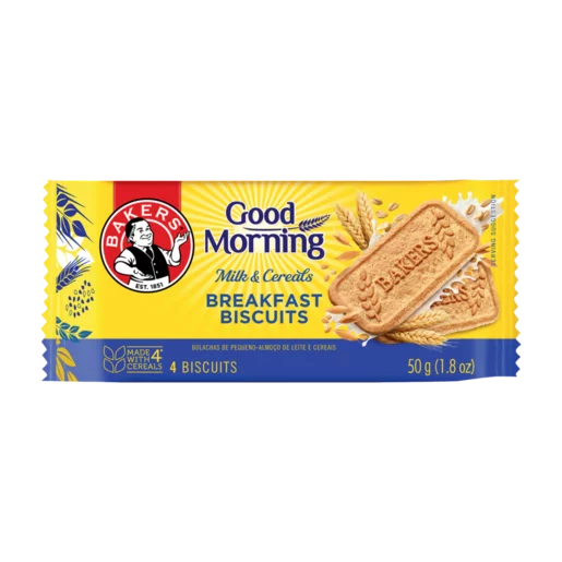 Bakers Good Morning Milk & Cereal Flavored Breakfast Biscuits 50g