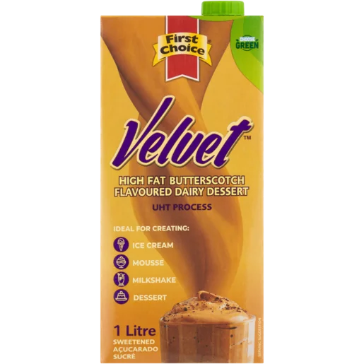 First Choice Velvet Butterscotch Flavored Dairy Dessert, 1L