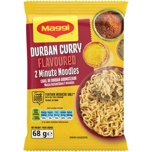 Maggi Durban Curry Flavored 2 Minute Noodles 5-Pack, 5x68g