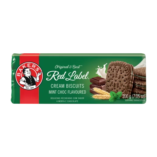 Bakers Red Label Mint Chocolate Flavored Cream Biscuits 200g