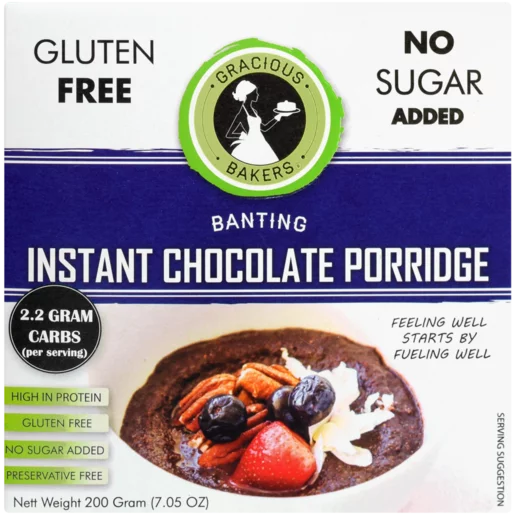 Gracious Bakers Chocolate Banting Instant Porridge 200g