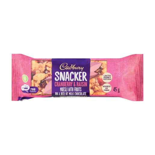 Cadbury Snacker Cranberry & Raisin Muesli Chocolate Bar, 45g ...