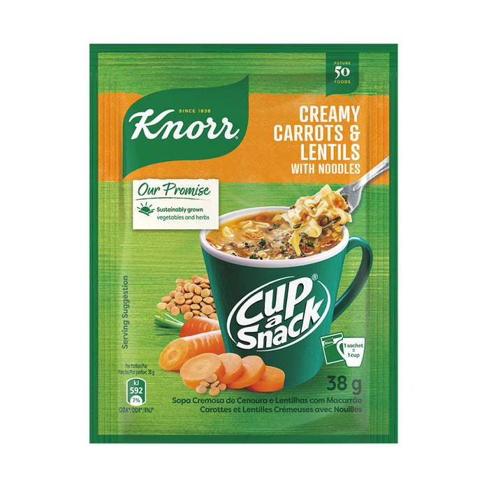 Knorr Cup-a-Snack Creamy Carrots & Lentils With Noodles Instant Snack 38g