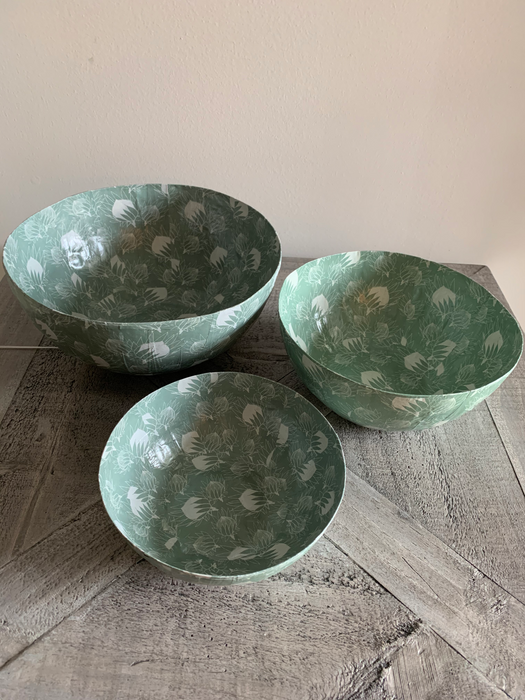 Wola Nani Floral Paper Mache Bowls