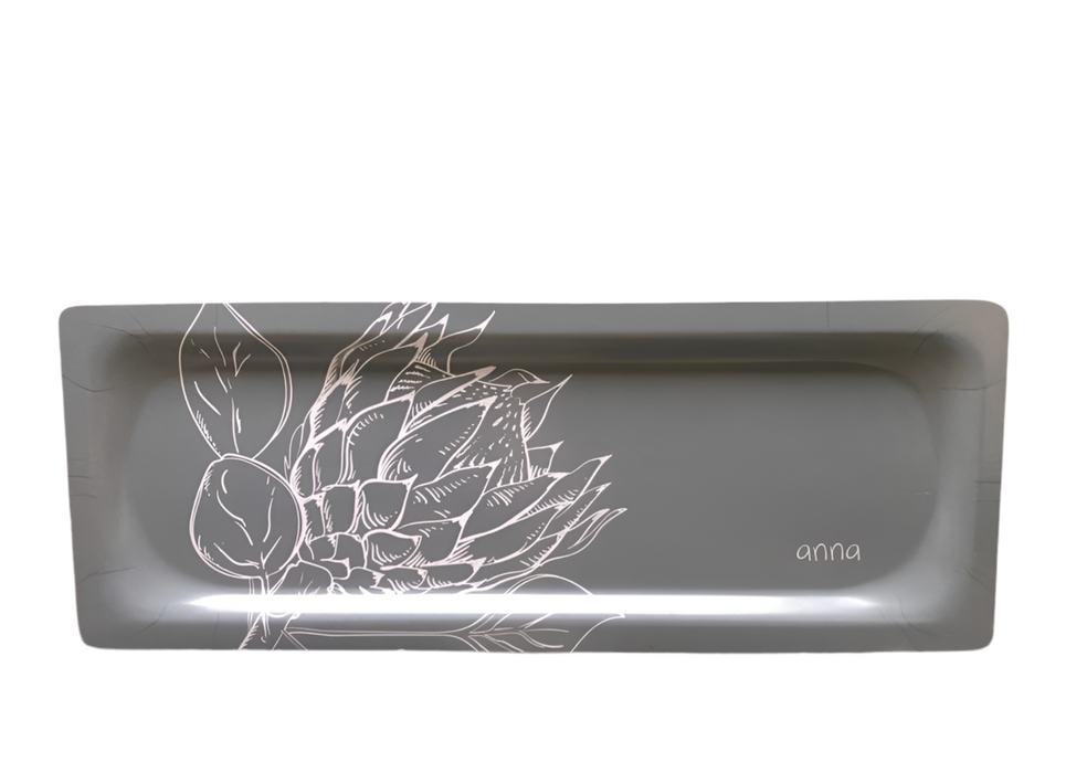 Anna's Light Grey Protea Rectangular Melamine Tray