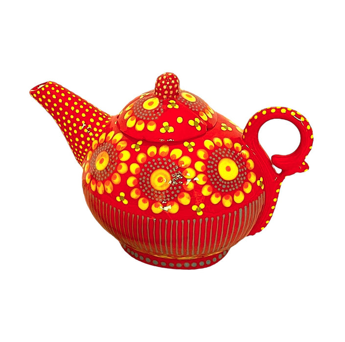 Potters Hand Painted Trillium Red Teapot