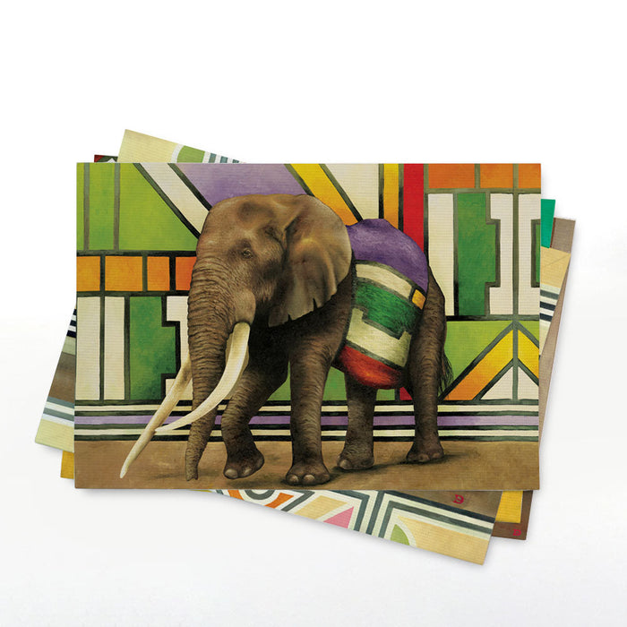 Wildlife Ndebele Recycled Placemats - Elephant, Cheetah. Zebra, Hippo (Set of 4)