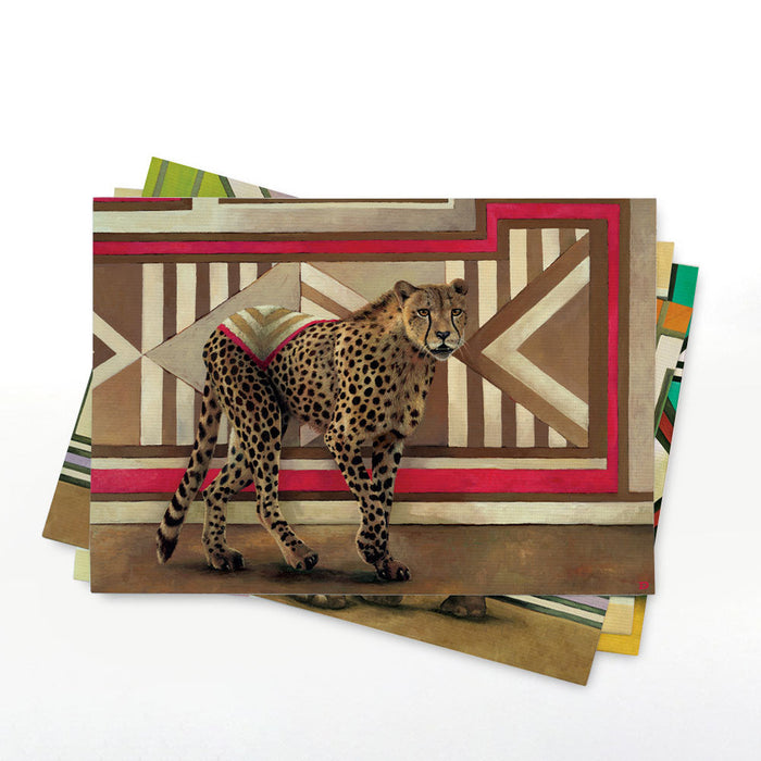 Wildlife Ndebele Recycled Placemats - Elephant, Cheetah. Zebra, Hippo (Set of 4)