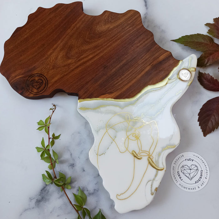 Ruby Tuesday Resin Premium Kiaat Africa Elephant Serving Board