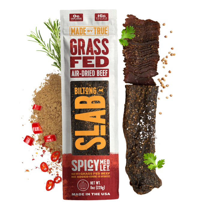 Made by True Biltong Spicy Medley Slab (8oz)