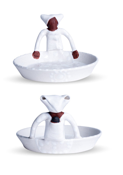 Ceramic 1 Lady Ubuntu Bowl White on White