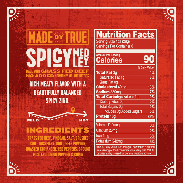 Made by True Biltong Spicy Medley Slab (8oz)