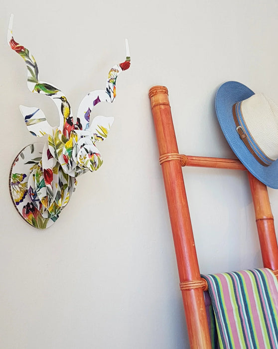 Mini Kudu Head with Fynbos Print