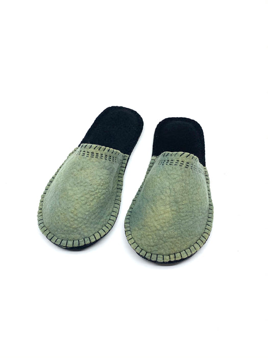 Wool Felted Light Grey Sashiko Slippers