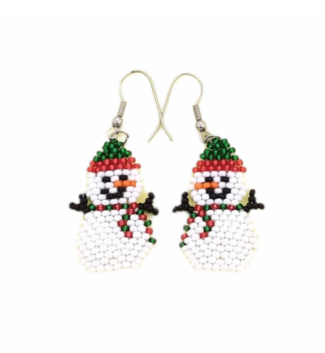 Zulu Beaded Snowman Earrings