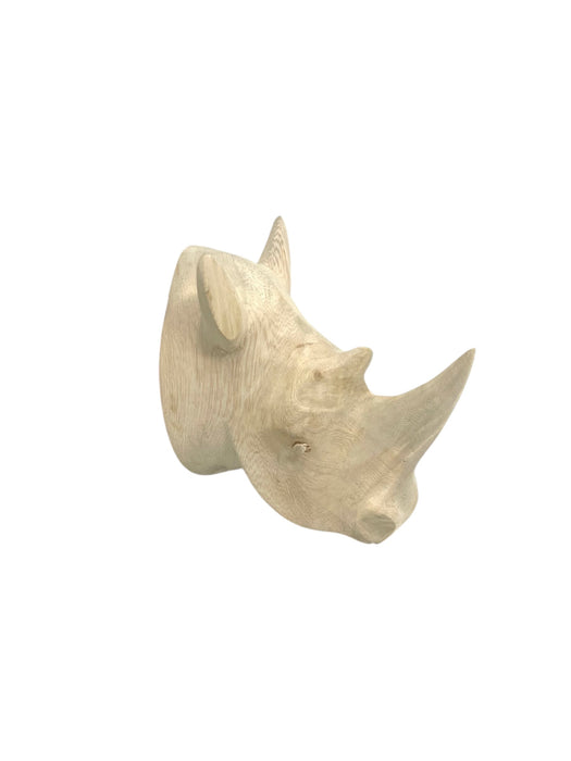 Small Hand Carved Jacaranda Rhino Head Wall Hanging