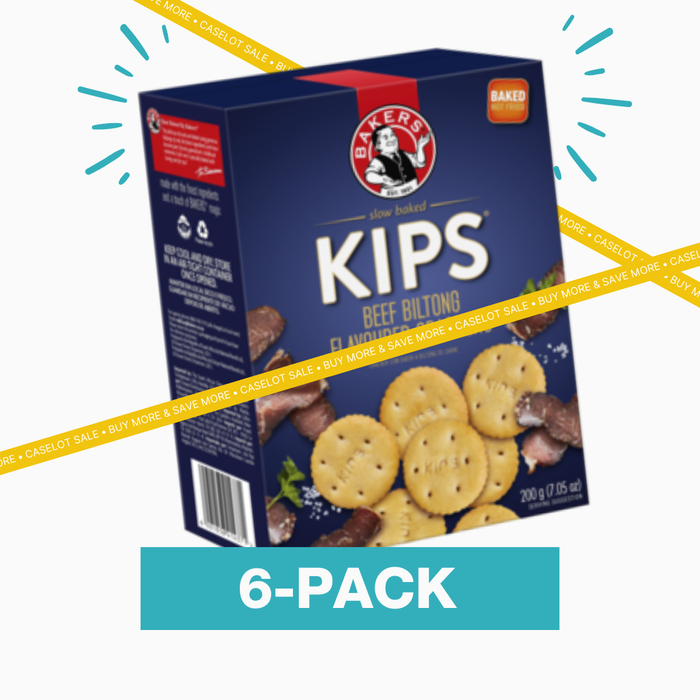 CASELOT: Bakers Kips Beef Biltong Flavored Crackers 200g x6