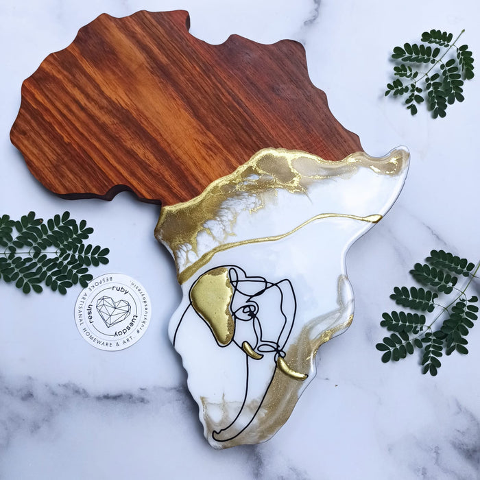 Ruby Tuesday Resin Premium Kiaat Africa Elephant Serving Board