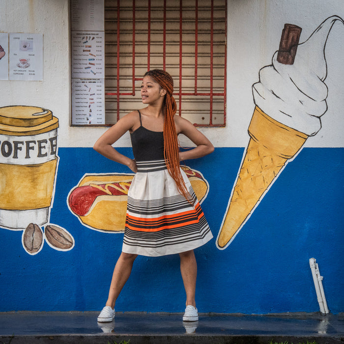 Traditional Transkei African Wax Print High Waisted Skirt