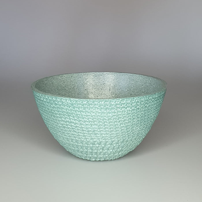 Ice Blue Textured Natural Fiber Decorative Bowl