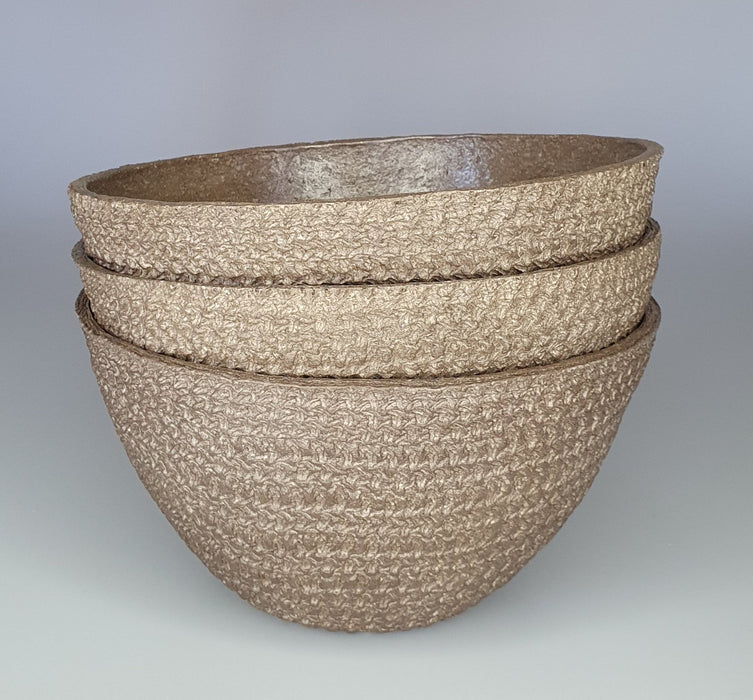 Brown Textured Natural Fiber Decorative Bowl