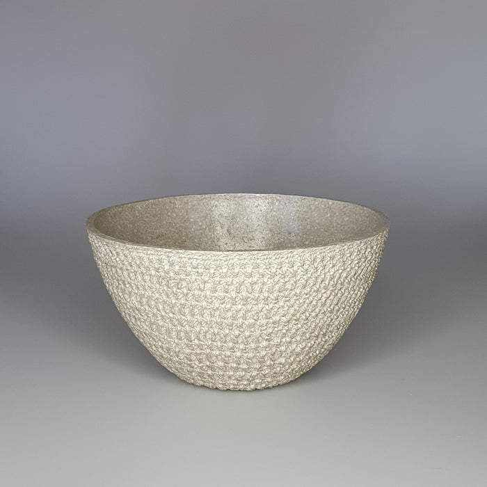 Off White Textured Natural Fiber Decorative Bowl