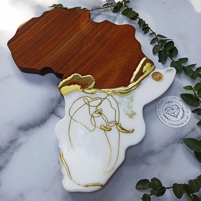 Ruby Tuesday Resin Premium Kiaat Africa Elephant Serving Board