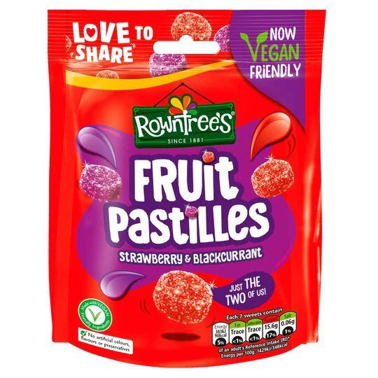 Rowntree's Fruit Pastilles Strawberry & Blackcurrant, 143g