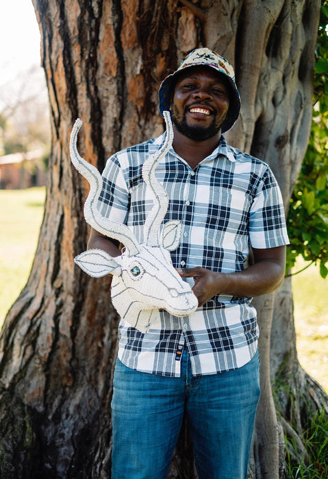 3D Beaded Wire Kudu Head Wall Hanging