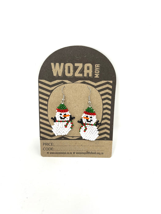 Zulu Beaded Snowman Earrings