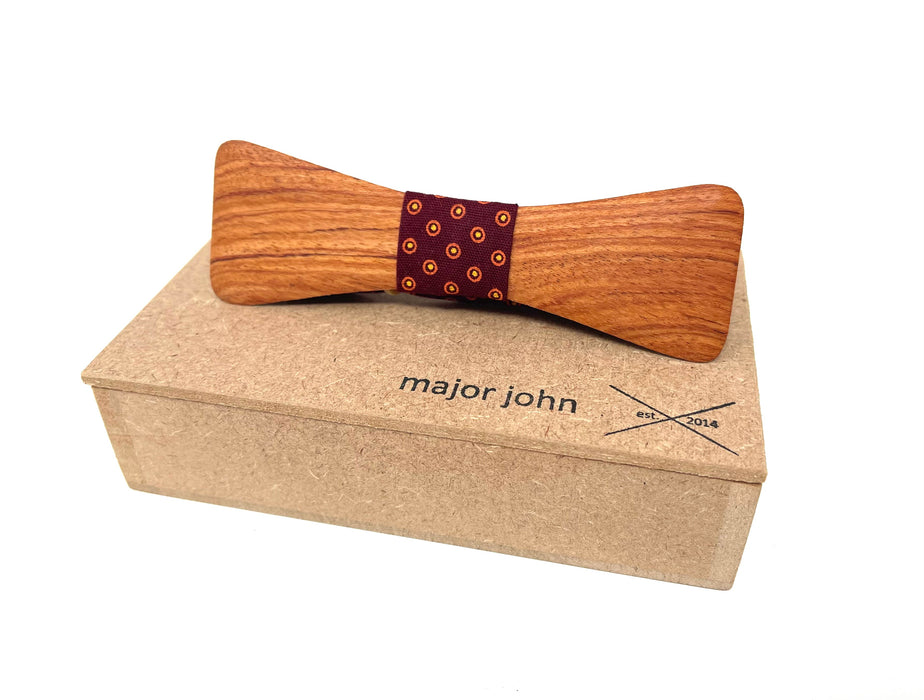 Major John Rosewood Timber and Maroon Shweshwe Fabric Bow Tie