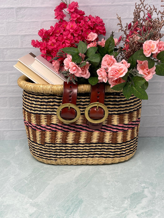 Ghanaian Handwoven Small Bolga Bicycle Basket