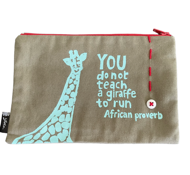 "You Do Not Teach A Giraffe To Run" African Proverb Pouch