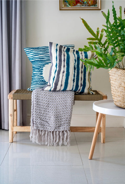 Hand Felted Teal Chunky Stripe Pillow Cover