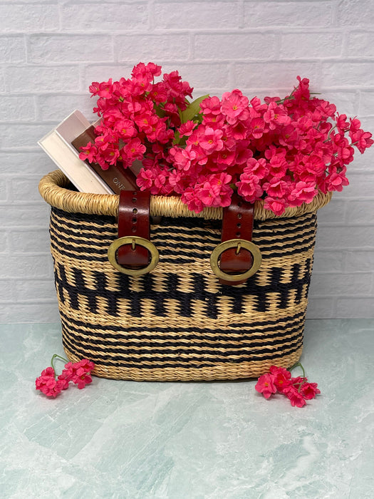 Ghanaian Handwoven Medium Bolga Bicycle Basket