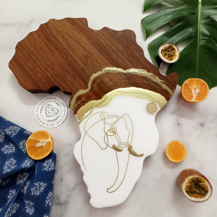 Ruby Tuesday Resin Premium Kiaat Africa Elephant Serving Board