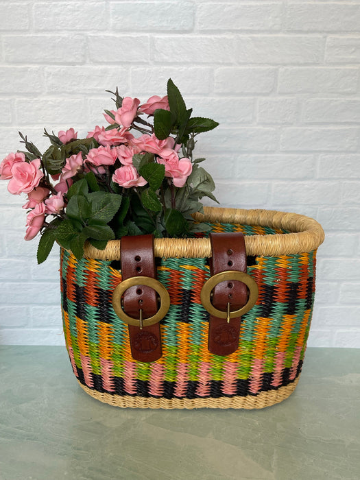 Ghanaian Handwoven Small Bolga Bicycle Basket