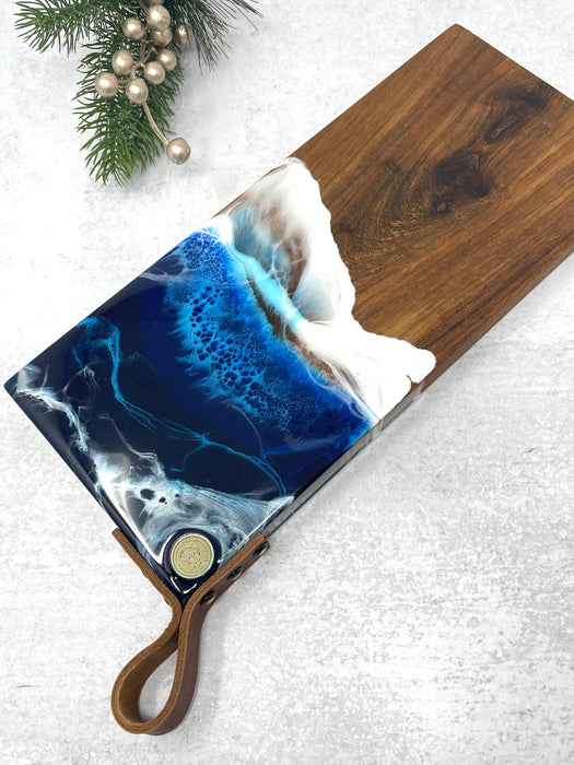 Ruby Tuesday Resin Kiaat Wooden Ocean Serving Boards with Leather Strap