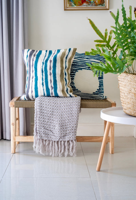 Hand Felted Teal Chunky Stripe Pillow Cover