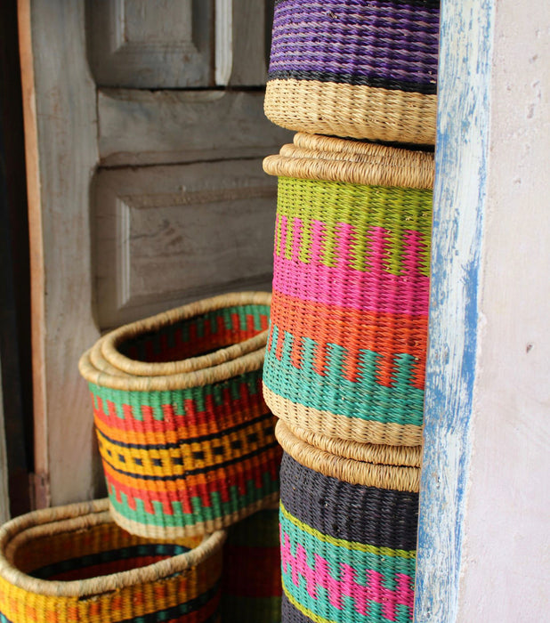 Ghanaian Handwoven Small Bolga Bicycle Basket