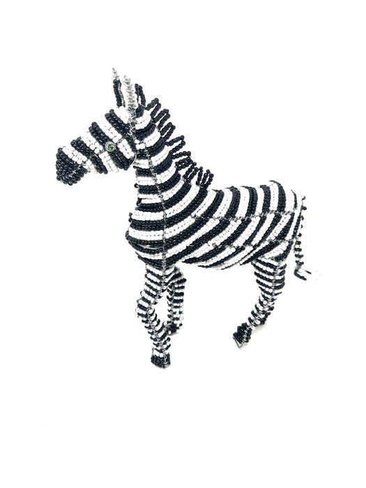 Large Hand Beaded Zebra