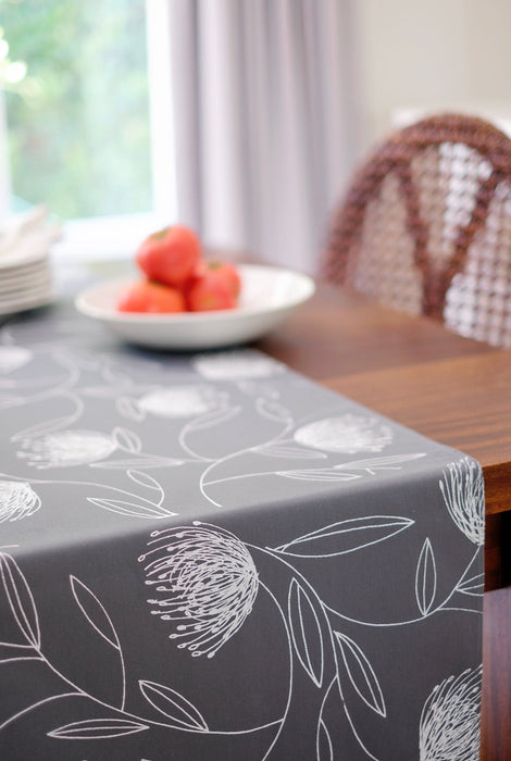 Grey & Neutral Pincushion Protea Table Runner