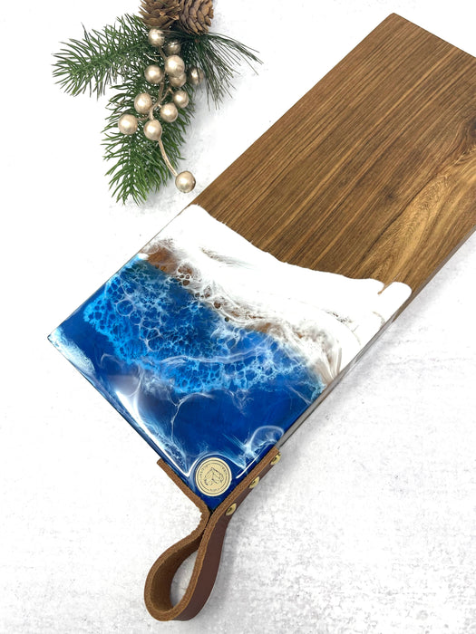 Ruby Tuesday Resin Kiaat Wooden Ocean Serving Boards with Leather Strap