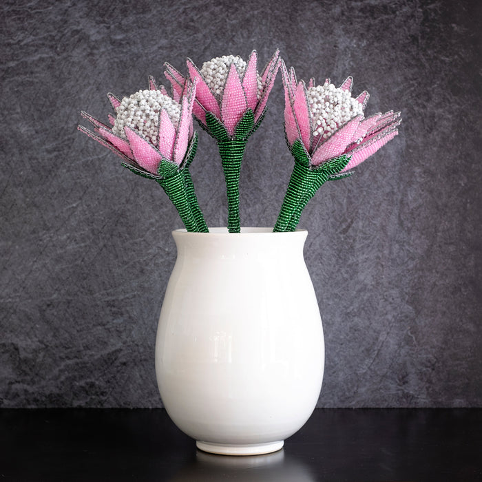 Beaded Protea Flower in Pink