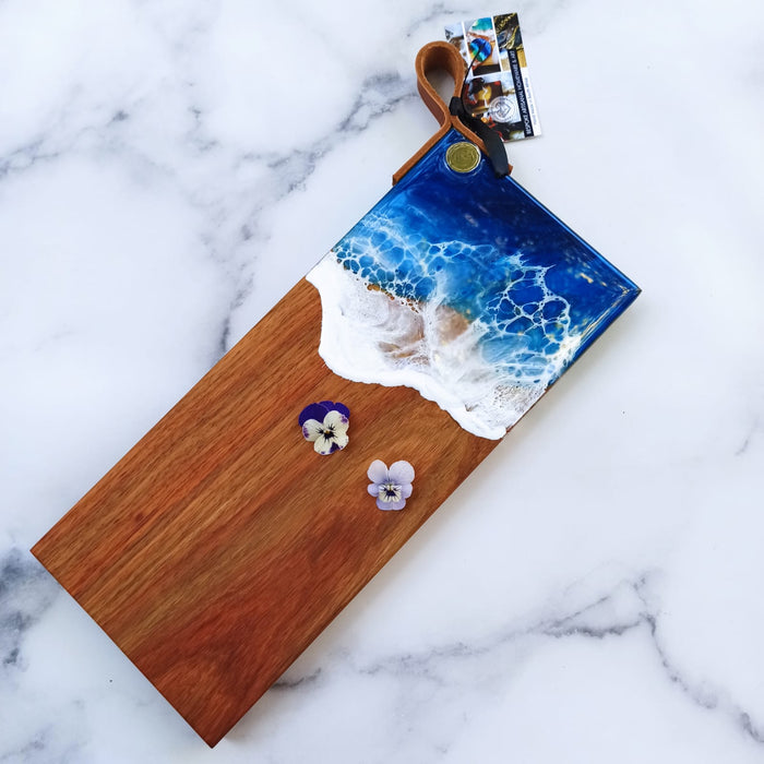 Ruby Tuesday Resin Kiaat Wooden Ocean Serving Boards with Leather Strap