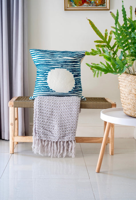 Hand Felted Teal Full Moon Pillow Cover
