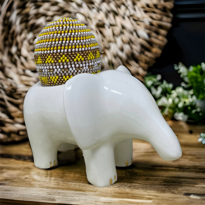 Ceramic White & Gold Elephant Egg Cup